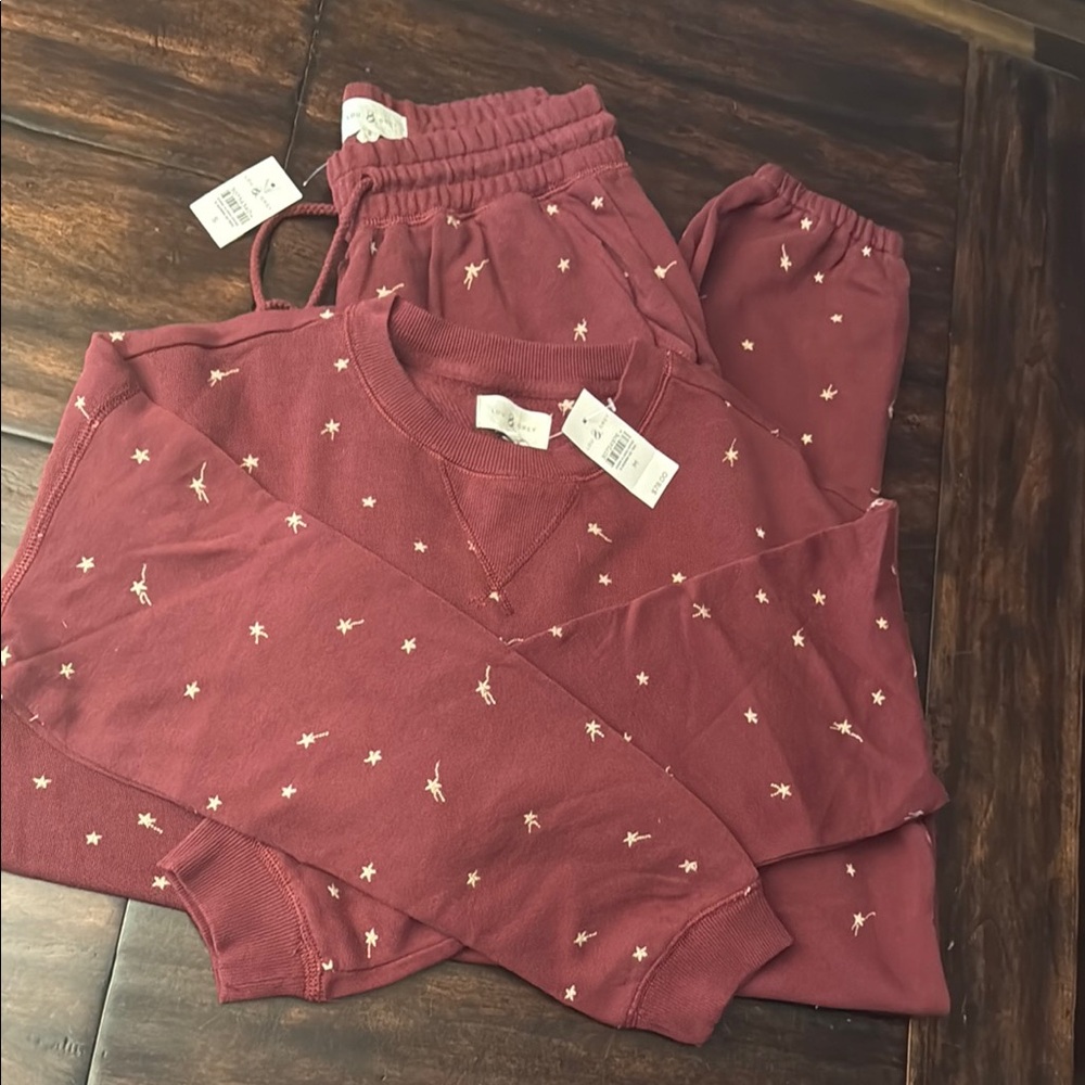 Lou & Grey Red and White Track Pants with Elastic Waistband